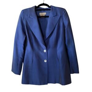 Escada Margaretha Ley Blue Silk Blazer Jacket Size 42 (US 10) Vintage
